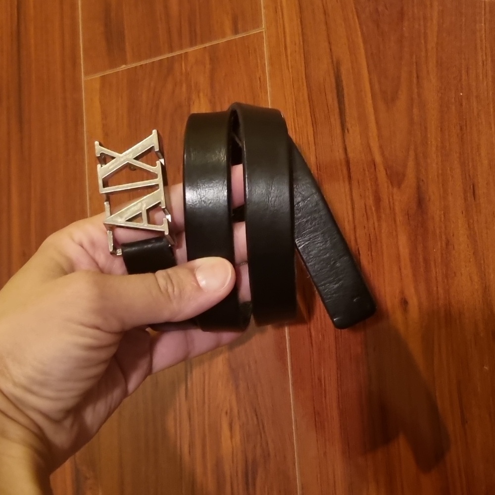 Armani Exchange Logo "AX" Leather Belt Size Medium